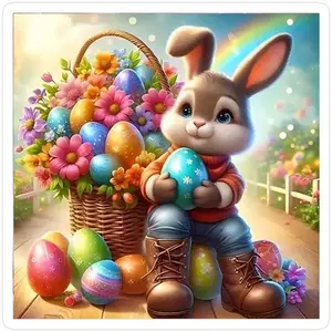 1 set DIY diamond painting kit, 5D diamond art set, DIY decoration rabbit, Easter egg, flower basket mosaic, diamond art, DIY art home decor