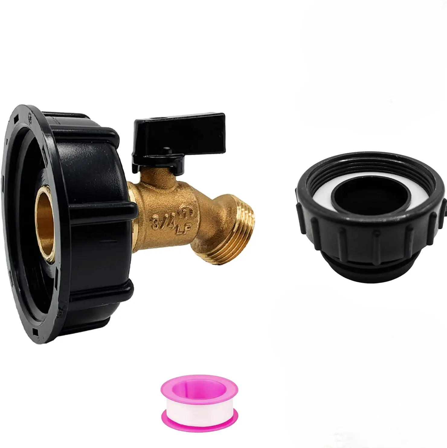 2.36" Coarse Thread Brass Hose Faucet Water Shut-Off Valve with Ball Valve, Garden Hose Connector Replace Valve Part, IBC Water Tank Fitting Part