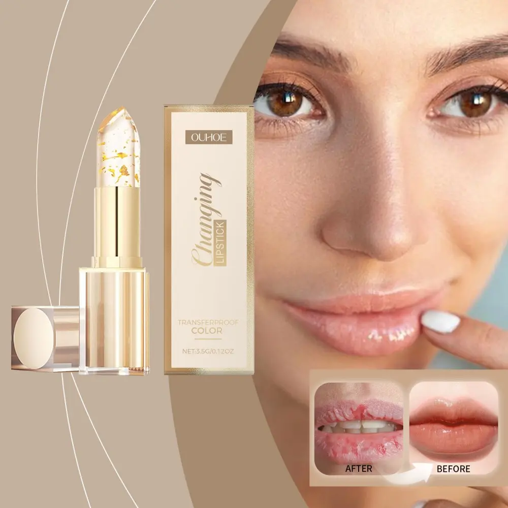 Color Changing Lipstick Gold Foil Balm, Moisturizing & Nourishing Formula, Enhances Lip Color & Prevents Dryness, For Daily Makeup Routine, 3.5g Net, Perfect for Dry Lip Women