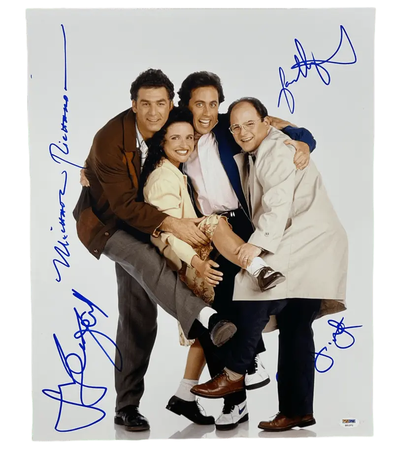 Jerry Seinfeld, Jason Alexander, Julia Louis-Dreyfus, Michael Richards Authentic Autographed 16x20 Photo