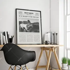 Riley Green Retro Newspaper Print Poster No Frame, If It Wasn’t For Trucks Poster, Lyrics Print, We Out Here (Live) Poster, Music Decor
