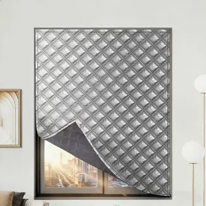 Graphene Thickened Insulated Curtains, Self-Adhesive Full Shade Magic Tape, Bedroom Window Frost Protection Sunshade Curtain, Thermal Insulated Curtain