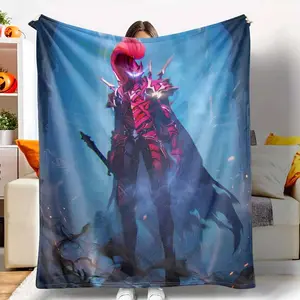 Fantasy Crimson Knight Flannel Blanket Epic Warrior Armor Graphic Ultra Soft Lightweight Plush Fabric Breathable Warmth for Bedroom Couch Living Room Camping Adventure Gifts