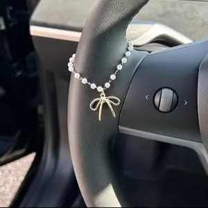 Cross Car Hanging Decoration Steering Wheel Chain, Cute Diamond Decorative Pendant, Women's Car Accessories, Interior Ornament