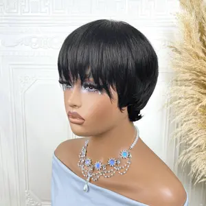 810 Machine Made Short Wig With Natural Hanging Bangs Layered Textured Face Shaping Stylish Versatility For Daily Wear