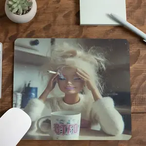 Exhausted from Work and Life Square Mouse Pad, Fun Stress-Relief Desktop Decoration Protection Pad, Rubber Non-Slip Lock Edge Work Pad, Small Size Suitable For Laptop Desktop Games Work, Workplace Stress-Relief Gift For Family And Friends