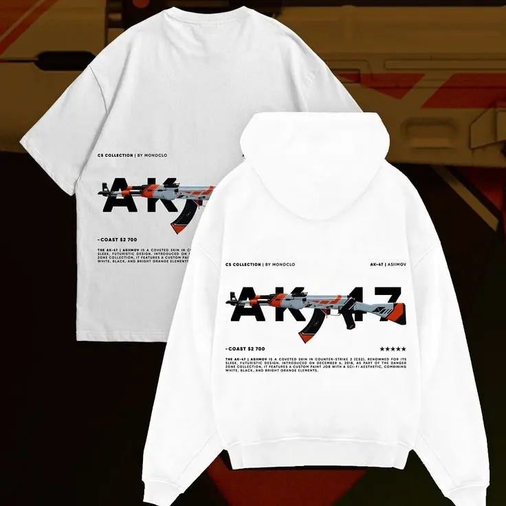 CSGO AK-47 Asiimov Shirt – T-Shirt, Sweatshirt, Hoodie with Sci-Fi Skin Graphic, Gaming Merch Gift for Counter-Strike Fans