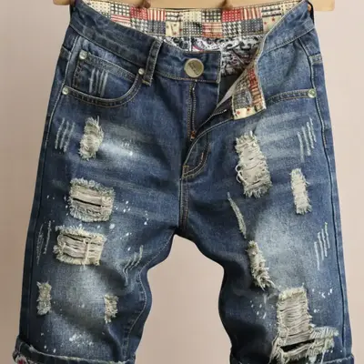 Amazon Distressed Denim Shorts With Pockets Mens Denim Skinny Fit
