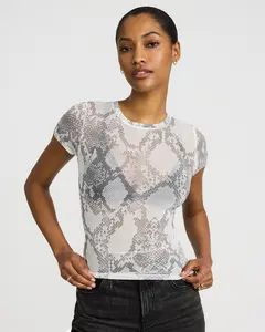 Express Mesh Snakeskin Crew Neck Short Sleeve Tee