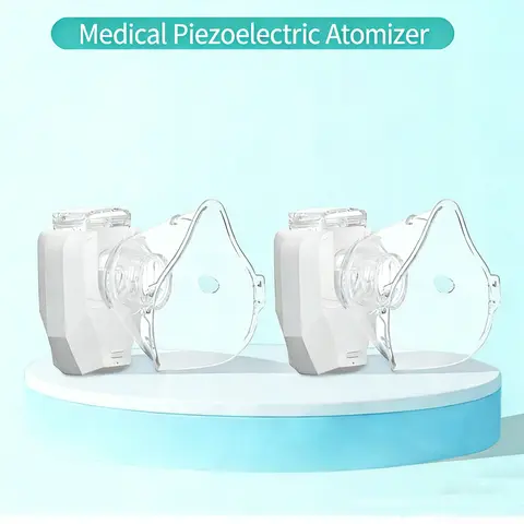 2PCS Handheld Mesh Nebulizer - USB Rechargeable Portable Nebulizer, 400mA Lithium Battery, Adjustable, Easy-Charging Cord, Compact Self-Cleaning Design, Face Mask & Mouthpiece, Home/Travel Breathing Assistance for Adults