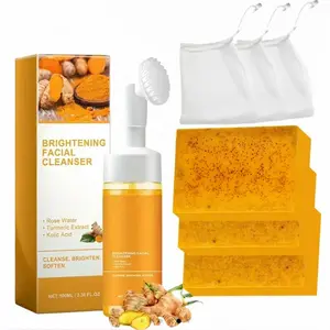 Turmeric Soap Bar,Facial and Body Cleansing,Daily Skin Cleansing Soap Bar, Suitable for Both Men and Women, Moisturizing and Mild Kojic  Soap Bar, Comes with Soap Bag Skincare Cleanser Natural Carrot summervibes