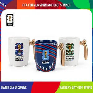 [FIFA World Cup 2026] Officially licensed Mug | Interactive 360° Rotating Soccer Ball Handle | Premium Ceramic & Alloy Stress-Relief Coffee Cup | High Temperature Resistant | Reusable | Easy to Clean