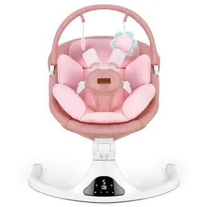Portable Electric Infant Swing, 5 Swing Speeds, 10 Lullabies, 5-Point Harness, Bluetooth, Remote Control & Touch Panel, Baby Items, for Newborn Girls - Indoor & Outdoor Mom's Care