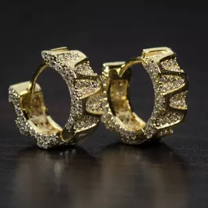 14K Yellow Gold Plated Small Sterling Silver Men's Huggie Hoop Earrings