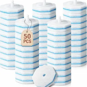 50 Pack Disposable Toilet Brush Refill Sponge Heads, Hygienic Replacement Heads for Disposable Toilet Cleaning Brushes, Efficient Stain Removing Toilet Bowl Cleaner Refills for Bathroom Hygiene & Daily Use