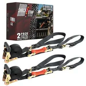 7ft x 1.5in SHOCKSTRAP® Constant Tension Ratchet Strap with Clip Hook, 3k Break Strength, 1k Working Load Limit