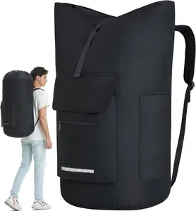 Laundry Bag  115L, Laundry Backpack Bag, Laundry Bags  Heavy Duty, Laundry Bag with Straps, Clothes Hamper Bags with 4 Pockets, College Laundromat Backpack for Dorm Room