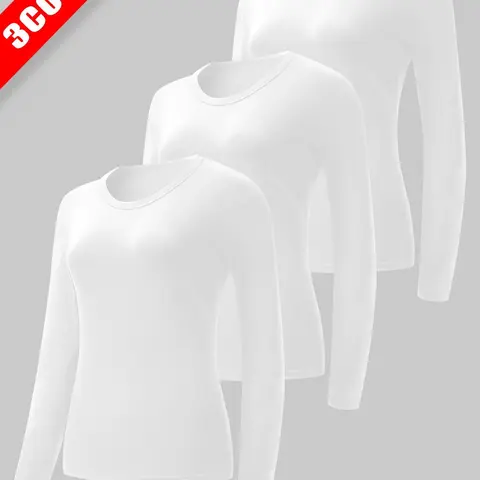 Women's Solid Long Sleeve Thermal Underwear Top Casual Comfy Warm Fit Sports Top for Daily Wear, Ladies Sportswear for All Seasons