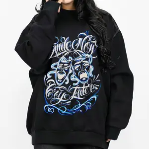 Men's Pullover Smile Now Cry Later 5 Chicano Graphics Tees Lowrider Style Gangster Chicanoas Clothing Oversized Fabric Long Sleeve Unisex Sweatshirt