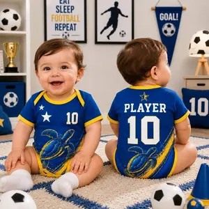 Personalized Curacao Baby Bodysuit, Custom Name Number Soccer Onesie, Curacao Inspired Infant Outfit, Football Fan Baby Romper, Newborn Gift MM8 90Y