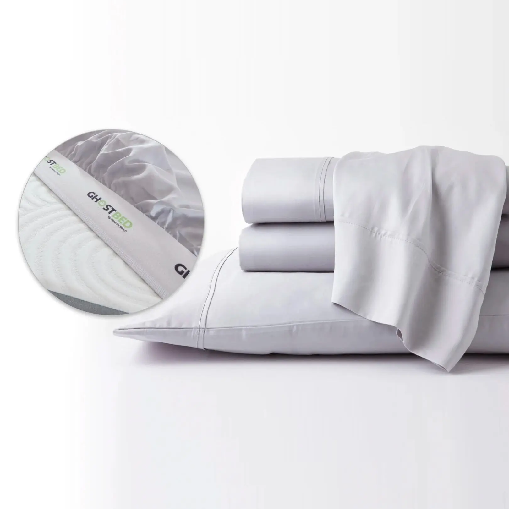 GhostBed Luxury Cooling Supima Cotton Sheets Set - Silky Bedding, Moisture-Wicking, Breathable Durable, Soft, Fitted for Optimal Relaxation, Breathable Durable Sheets, Silky Bedding Sheets