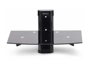Startech 1B-WALL-MOUNT-SHELF Floating Wall Mounted Shelf with Glass-Steel-Aluminium Construction for Phones, Electronics, Action Cameras, Room Decor