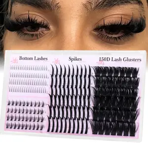 Lash Clusters with Spikes Wispy Cluster Eyelash Extensions with Bottom Lashes D Curl 150D Eyelash Clusters Volume Cluster Lashes 222PCS Fluffy Individual Lashes