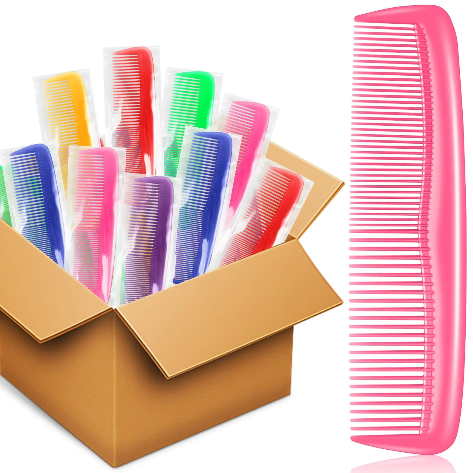 120 Packs Hair Comb Bulk Set, Pocket Travel Hair Combs for Women and Men, Colorful Coarse and Fine Tooth Comb, Individually Wrapped Bulk Comb for Homeless Hotel Shelter Nursing Home Charity