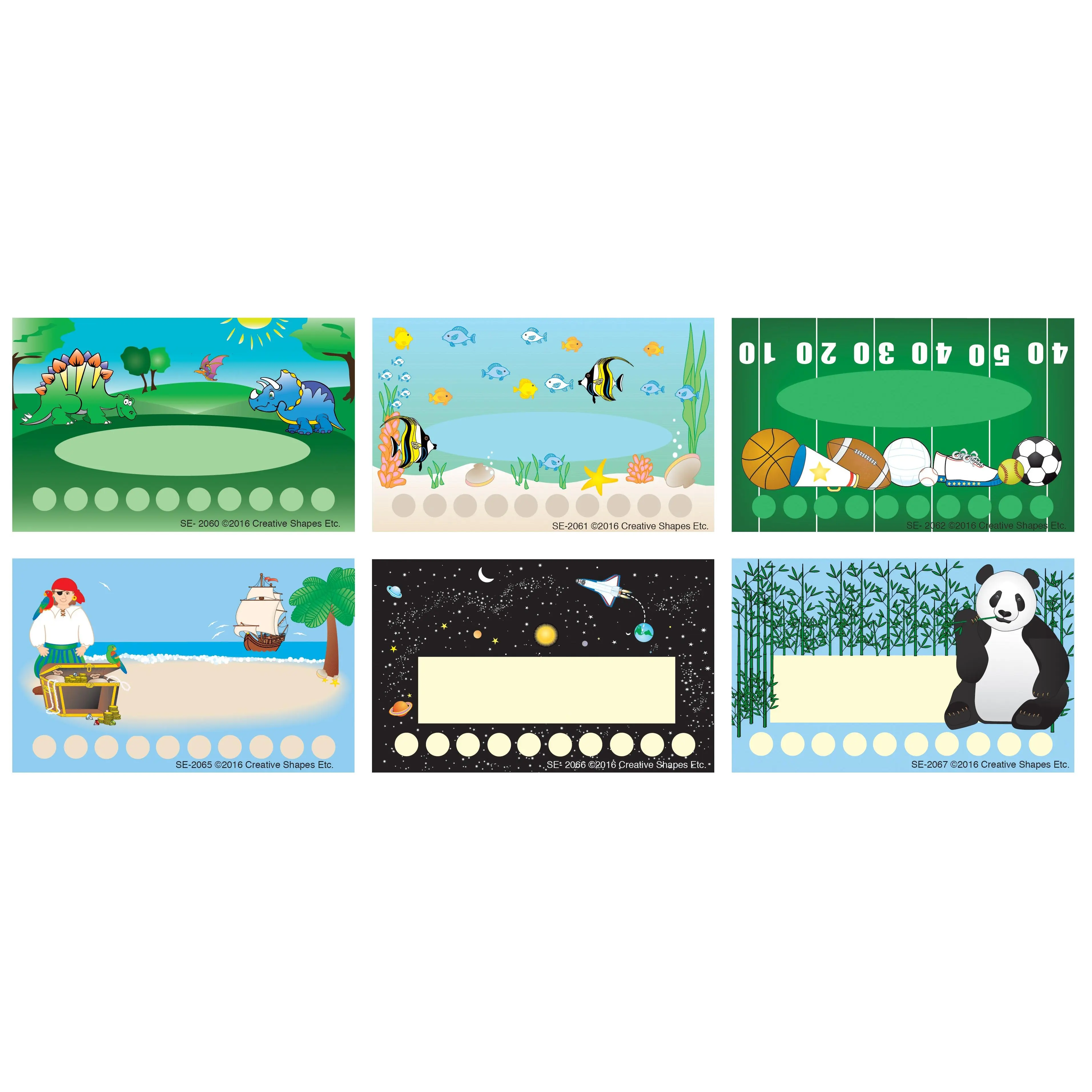 SHAPES ETC. Classroom Incentive Punch Card Set, 6-Count Office Stationery Card for Classroom Motivation
