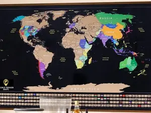 World Trekker Scratch Off Map Poster Track Your Travel States Detailed 34” x 21”