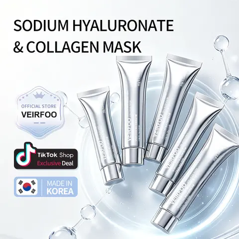 Korean Brand VEIRFOO PDRN GlassSkin Dew Wrapping Mask-65g x 5 tubes, Skin Tightening and Sculpting Product for Fine Lines & Sagging Skin - Korean Glass Skin in 14 Days
