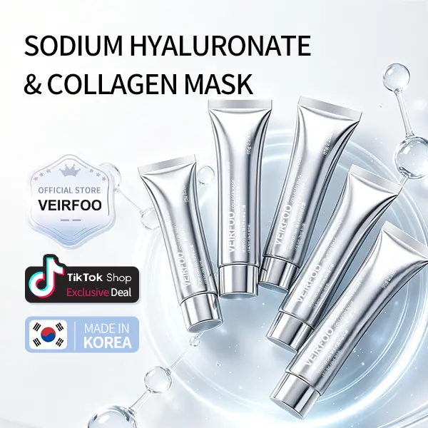 Korean Brand VEIRFOO PDRN GlassSkin Dew Wrapping Mask-65g x 5 tubes, Skin Tightening and Sculpting Product for Fine Lines & Sagging Skin - Korean Glass Skin in 14 Days