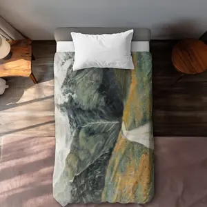 360 stand Twin Extra Long Duvet Cover - Contemporary Mountainscape Printed Face Bedding Linen, Nature Scene Design for Home Decor Textiles, Comfortable Duvet Covers, Graphic Duvet Covers