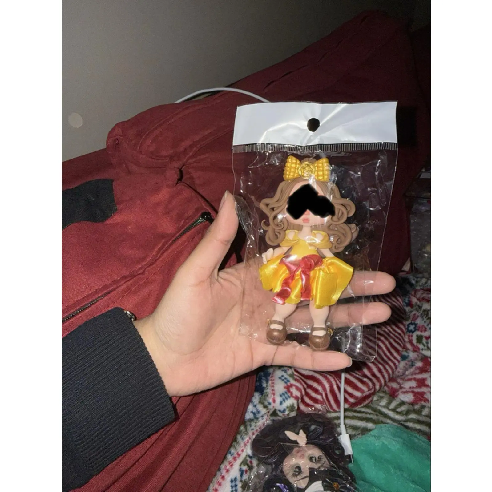 Cute Doll with Yellow Dress and Brown Hair in Clear Packaging