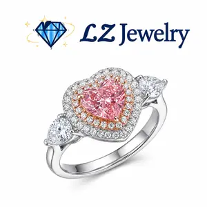 #16（Pink Heart）925 Sterling Silver Synthetic Moissanite Ring