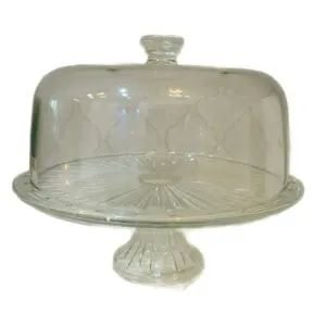 Circleware Glass Dome & Patisserie Plate, 12 Inches, Mint Vintage Condition 1960s - Made in Italy - Tableware, 12”