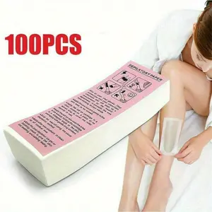 100 pieces of hair removal wax paper, hair removal wax paper for body, face and eyebrows, hair removal non-woven strips, suitable for salons and homes, suitable for arms, legs, armpits, bikinis, Brazilian style, face, whole body hair removal tools