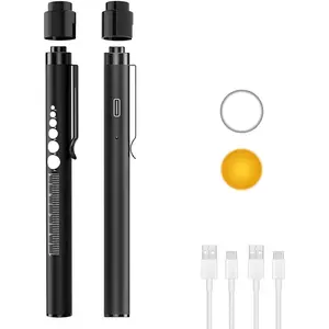 2 Rechargeable Pen Lights with Pupil Gauge & Ruler, Mini LED Penlights for Nurses Doctor, Warm/White Light with Clip, USB-C Rechargeable Penlight Flashlight Gift for Nursing Student