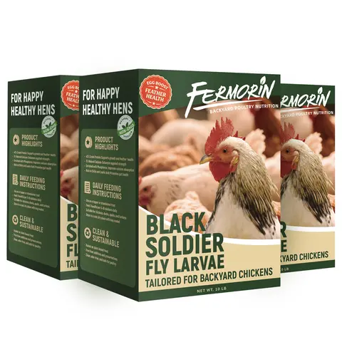 Fermorin 10/ 5/ 30/ 1 lbs Dried Black Soldier Fly Larvae for Chickens, High Protein Chicken Feed with 85X More Calcium Than Mealworms, Non-GMO Natural BSFL Treats for Laying Hens, Ducks, Quail, Birds & Reptiles