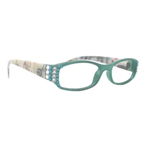 Rosie Bling Reading Glasses Women W (Clear N Turquoise) Genuine European Crystals (Turquoise / Green) NY Fifth Avenue