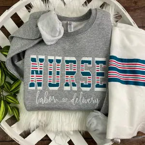 Nurse sweatshirt from Baby Hospital Blanket - Labor and Delivery RN NICU - Fabric Keepsake Sweatshirts - Applique