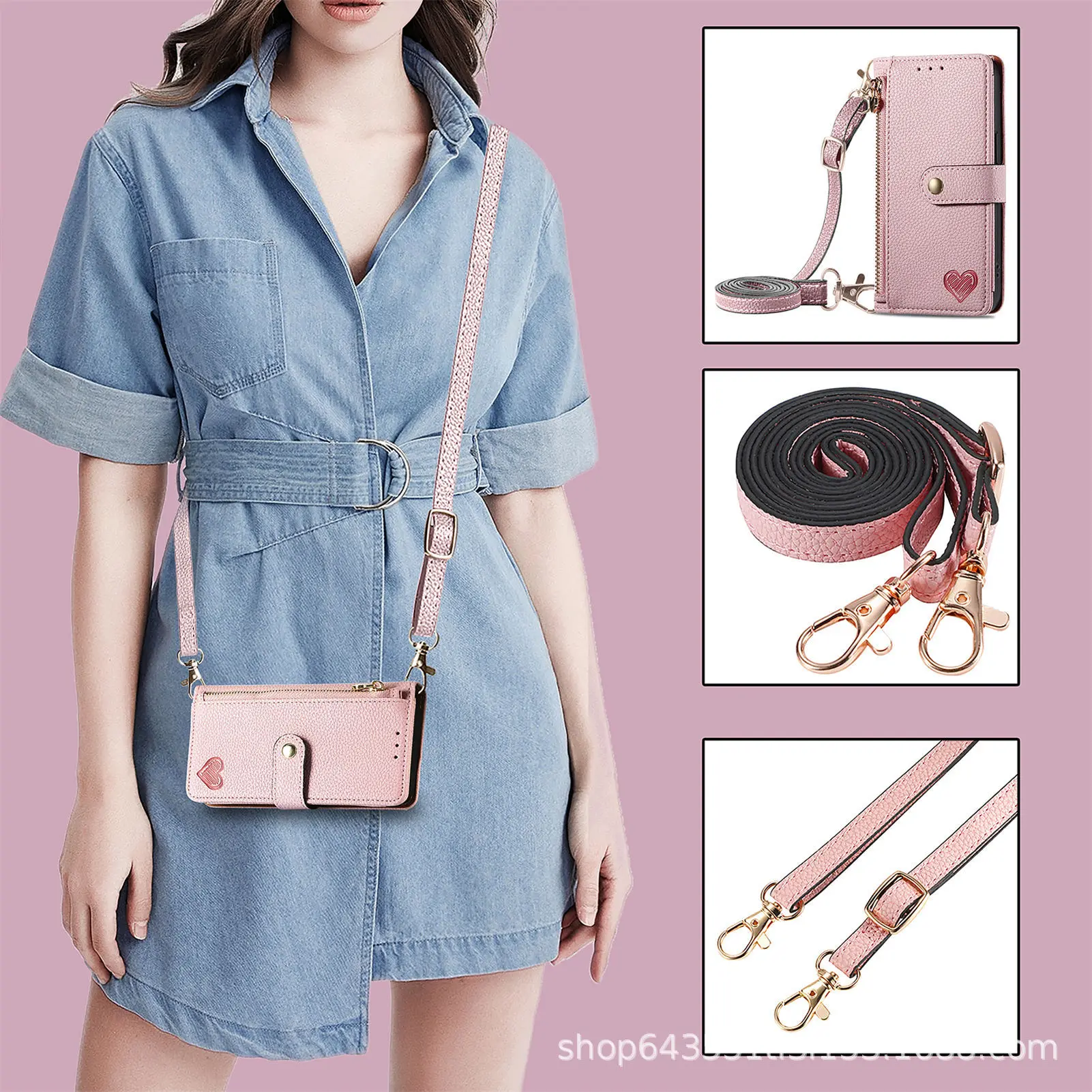 Pink + [1.2M diagonal long wrist strap]