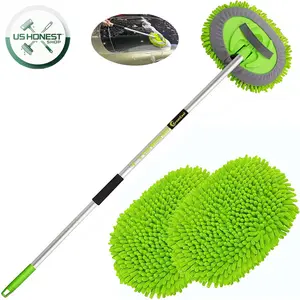 Car Wash Mop Brush,Long Handle  Microfiber Chenille Car Wash Mop with 2 Replace the mop pad Cleaning Replacement Cloth  , Wash Mitt Cleaning Brush for Car, RV, Trucks, Caravan, Motorhome para lavar carros
