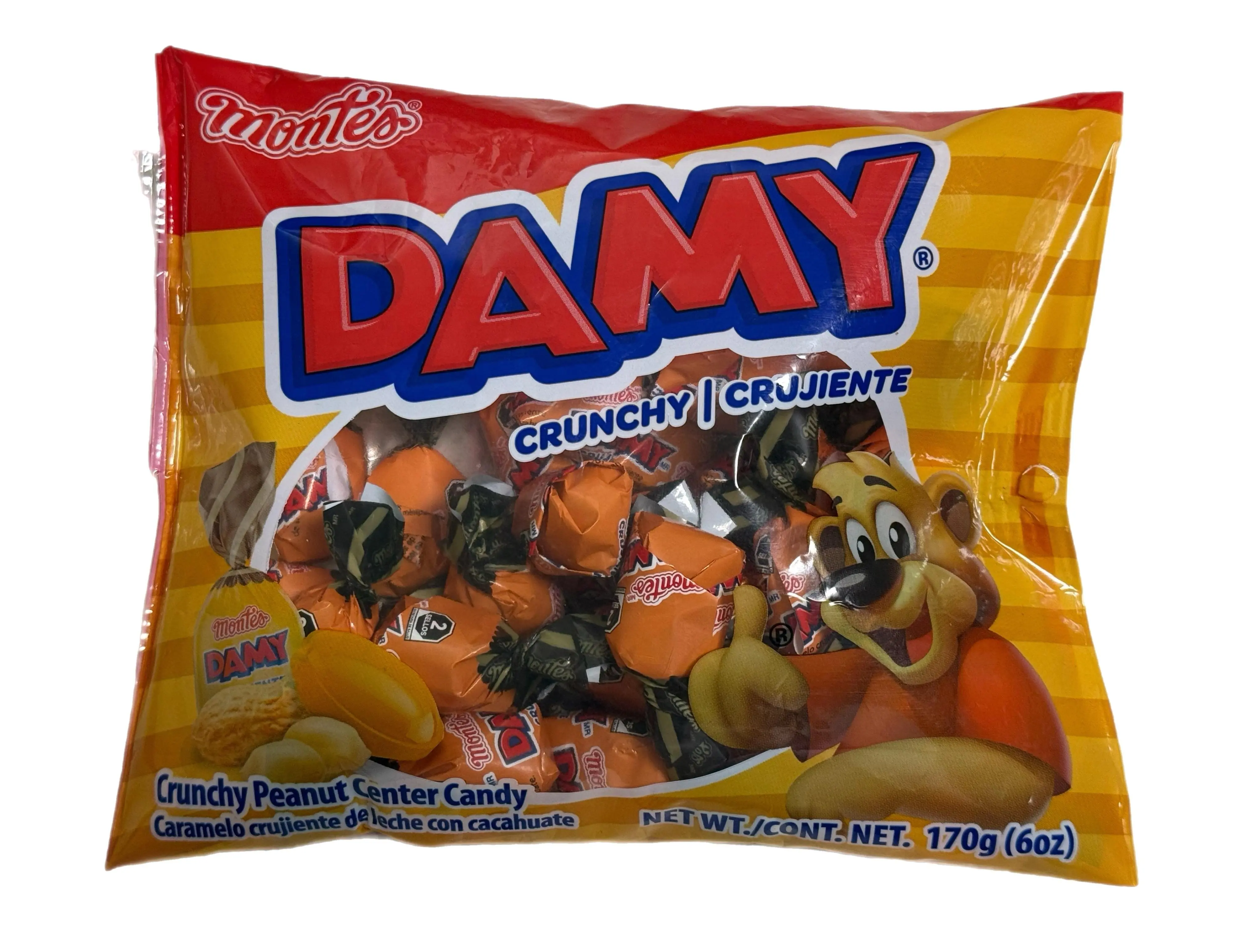Montes DAMY Crunchy Peanut Center Candy – Caramelo Crujiente de Leche con Cacahuate – Mexican Candy – 170 g (6 oz)