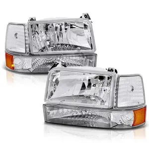 1992-1996 Ford F150 F250 F350 Bronco Headlights w/Corner Signal Bumper Lamps 6pc