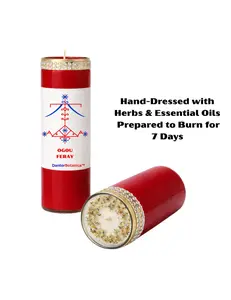 OGOU FERAY OGOU BADAGRI Veve 7 Day Candle, Ritual Black Madona EziliDanto African Saint Barbara Religious 7-Day Religious Prayer Candle,8 Inch Devotional Candle for Spiritual Rituals Haiti Vodou voodoo hoodoo candle ritual candle ougan manbo balenne