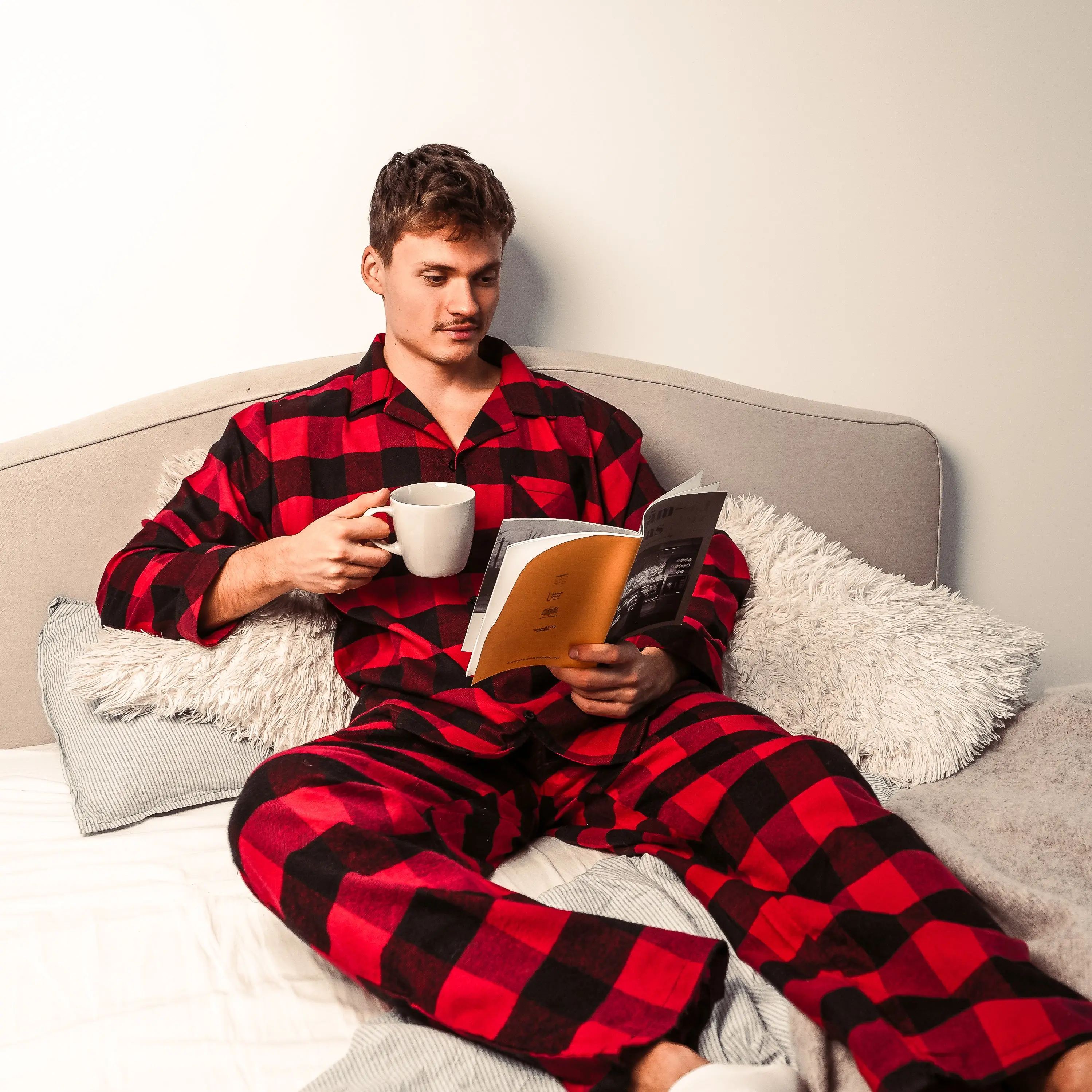 Norty Mens Cotton Polyester Blend Winter Flannel Pajama Set 40738 Sizes S to XXL