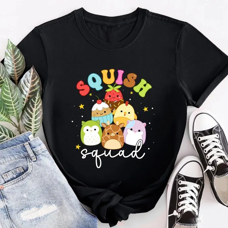 Squish Squad Cute Squishmallow Unisex Cotton T-shirt Top Womenswear