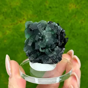 Green Fluorite with Black Tourmaline from Erongo, Namibia
