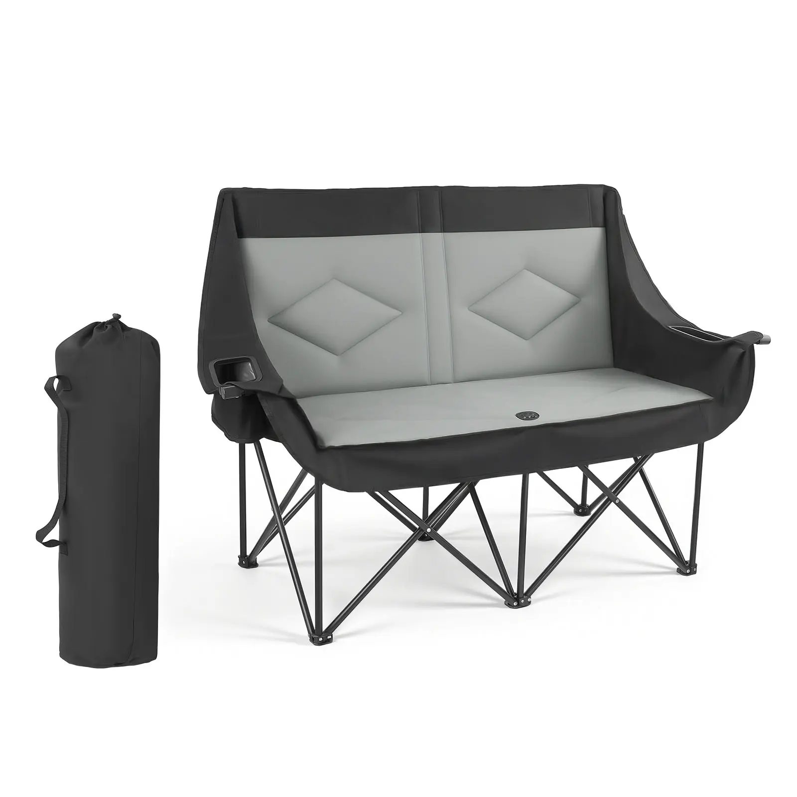 【SummerFinds】VEVOR Double Camping Chair, Oversized Two Person Camp Chair with 660 lbs Heavy Duty Support, with Dual Cup Holders, Wine Glass Holders, Magazine Straps, Carry Bags for Outdoor, Beach, 1 Pack